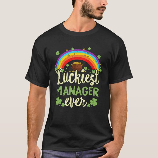 Camiseta Luckiest Manager Ever St Patricks Day Rainbow Men  (Anverso)