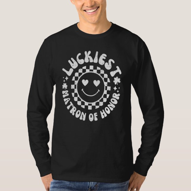 Camiseta Luckiest Matron of Honor Mrs Lets Get Lucked Up Ba (Anverso)