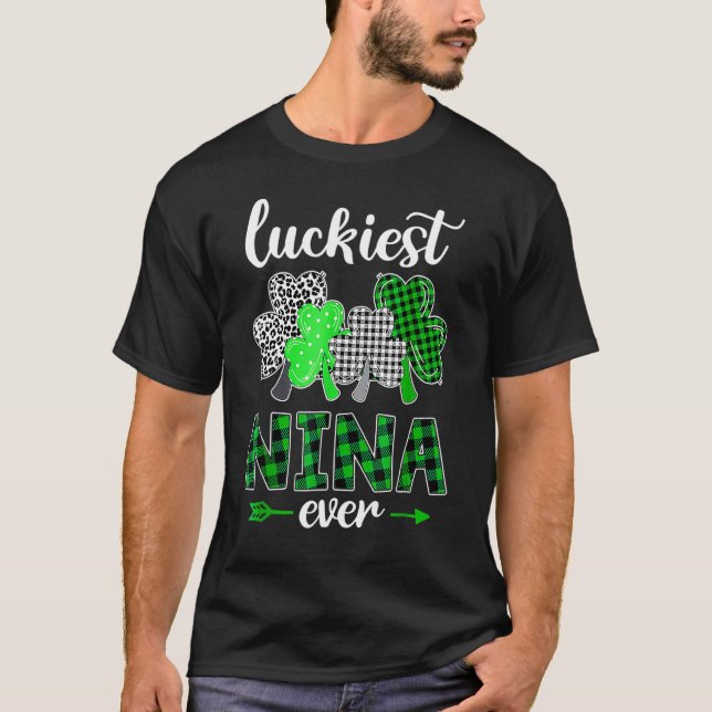 Camiseta Luckiest Nina Ever Shamrock Green Plaid St Patrick (Anverso)