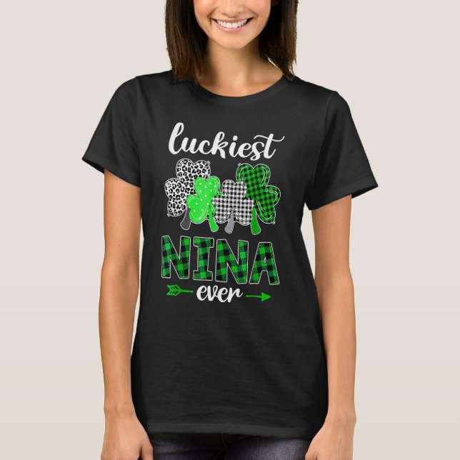 Camiseta Luckiest Nina Ever Shamrock Green Plaid St Patrick (Anverso)