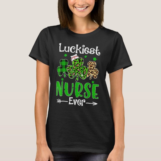 Camiseta Luckiest Nurse Ever Nursing St Patricks Day Shamro (Anverso)