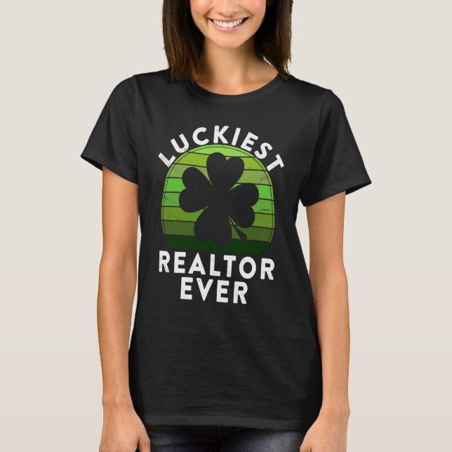 Camiseta Luckiest Realtor Ever  Shamrock Sunset St Patricks (Anverso)