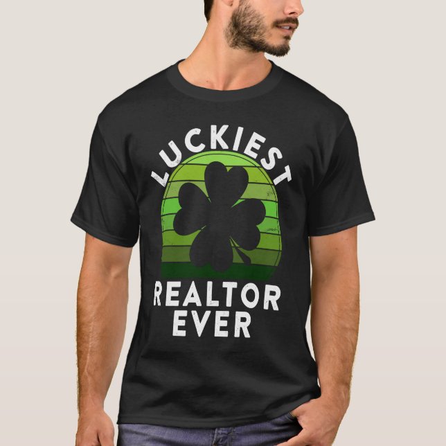 Camiseta Luckiest Realtor Ever  Shamrock Sunset St Patricks (Anverso)