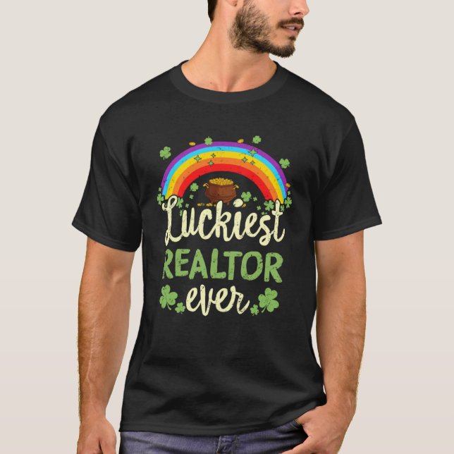 Camiseta Luckiest Realtor Ever St Patricks Day Rainbow Men  (Anverso)