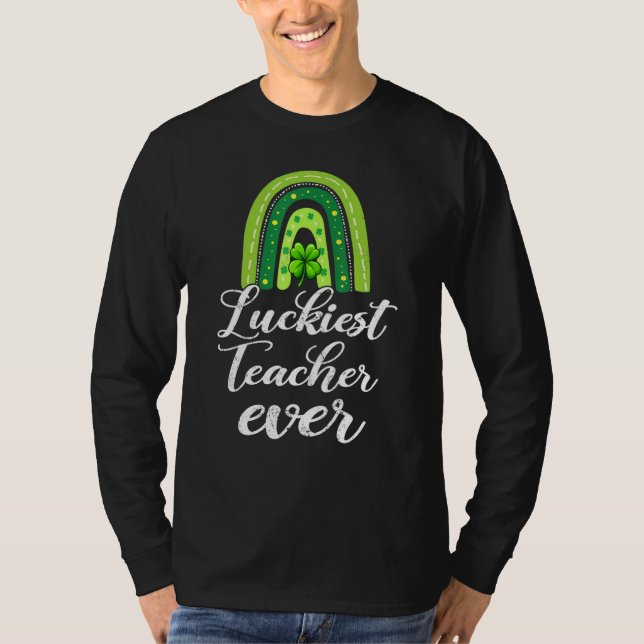 Camiseta Luckiest Teacher Ever Rainbow St Patricks Day 2 (Anverso)