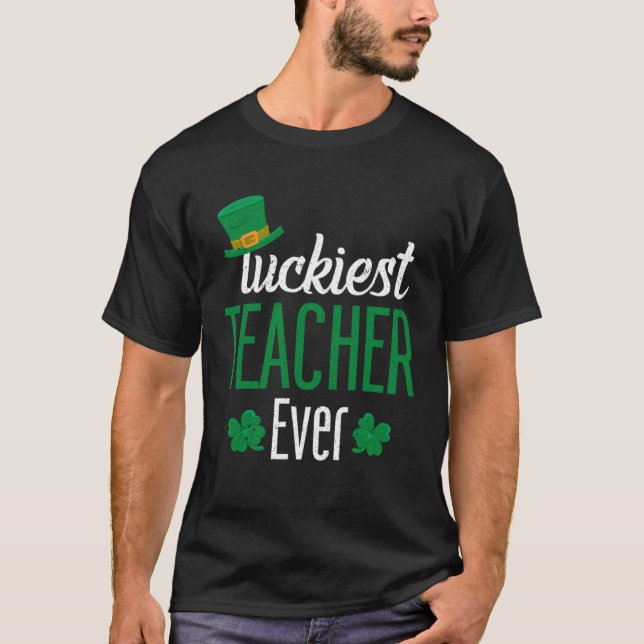 Camiseta Luckiest Teacher Ever St Patricks Day School  Iris (Anverso)