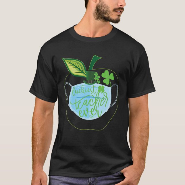 Camiseta Luckiest Teacher Face Mask St Patrick's Day Boys K (Anverso)
