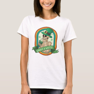Camiseta Lucky A Latte - Skeleton, Café y Clovers