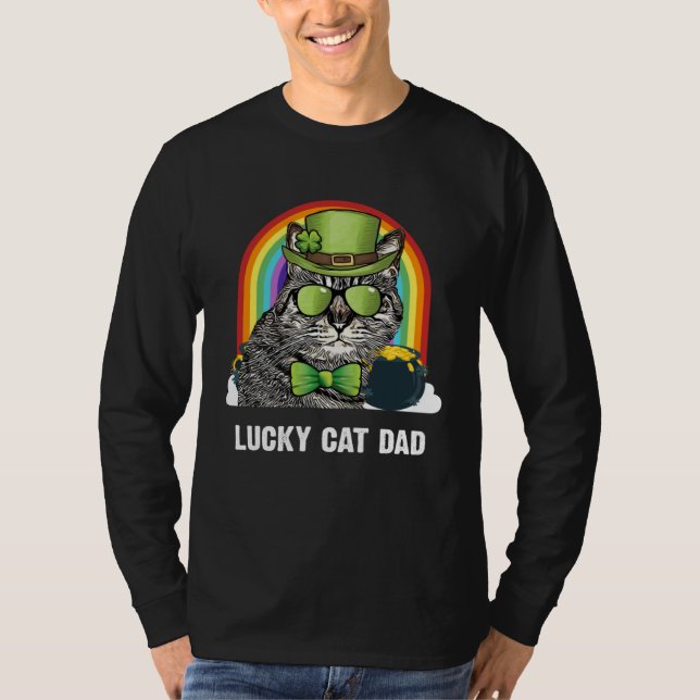 Camiseta Lucky American Bobtail Cat Dad St Patricks Day (Anverso)