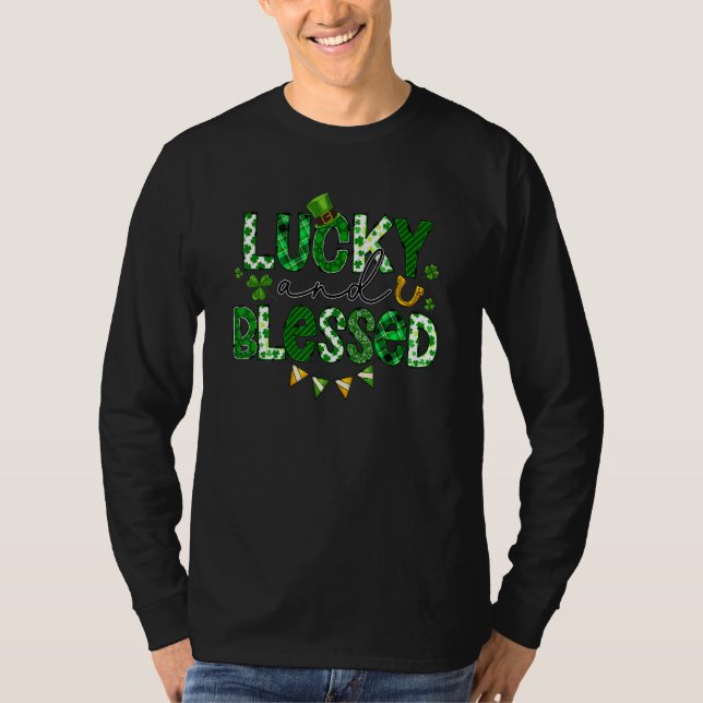 Camiseta Lucky And Blessed Clover Patricks Day Family Match (Anverso)