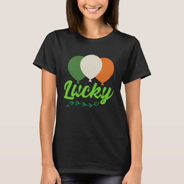 Camiseta Lucky Balloons Irish Flag C Shamrock (Anverso)