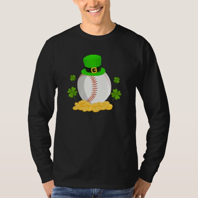 Camiseta Lucky Baseball Leprechaun Hat Pile Golden Coins Ir (Anverso)