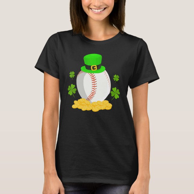Camiseta Lucky Baseball Leprechaun Hat Pile Golden Coins Ir (Anverso)
