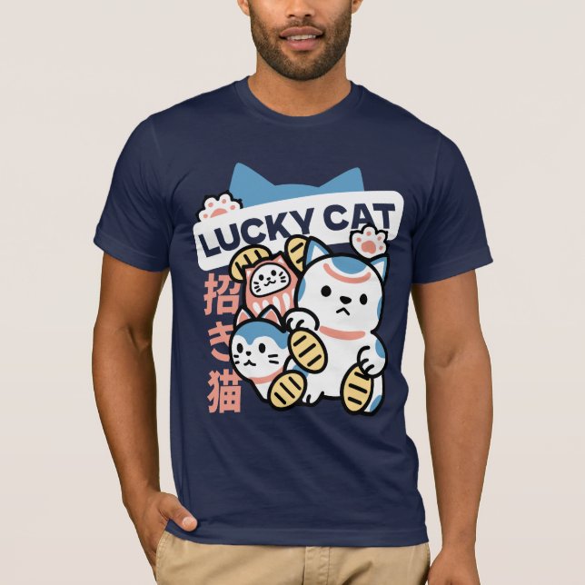 Camiseta Lucky Cat Art – Maneki Neko with Gold Coin (Anverso)