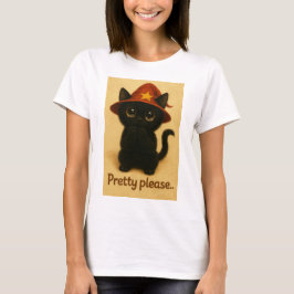 Camiseta Lucky Cat Emi – Kawaii Begging Pose Witch Cat
