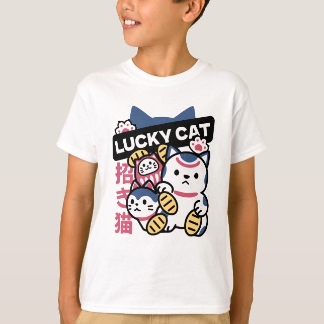 Camiseta Lucky Cat Maneki Neko – Japanese Fortune Cat  (Anverso)