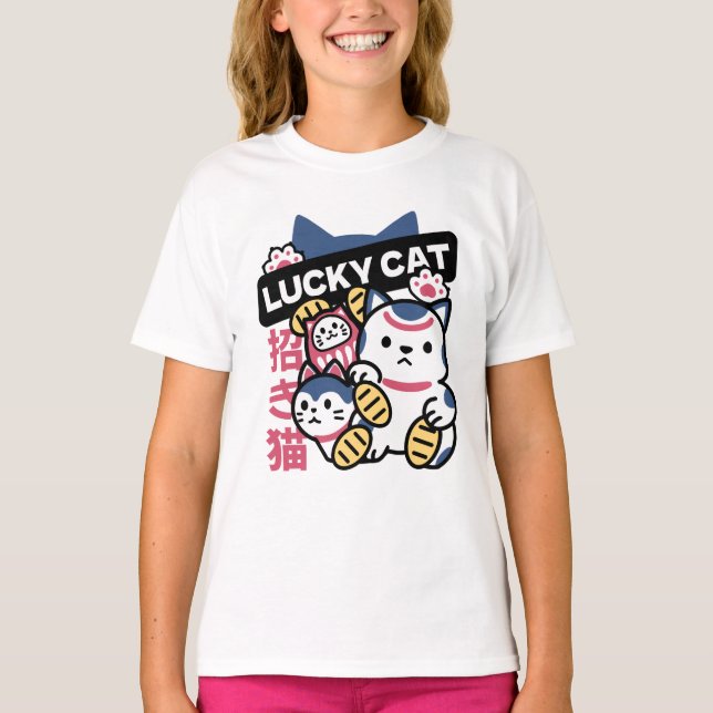 Camiseta Lucky Cat Maneki Neko – Japanese Fortune Cat  (Anverso)