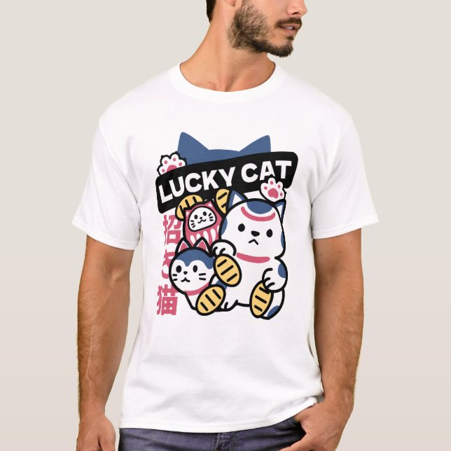 Camiseta Lucky Cat Maneki Neko – Japanese Fortune Cat  (Anverso)