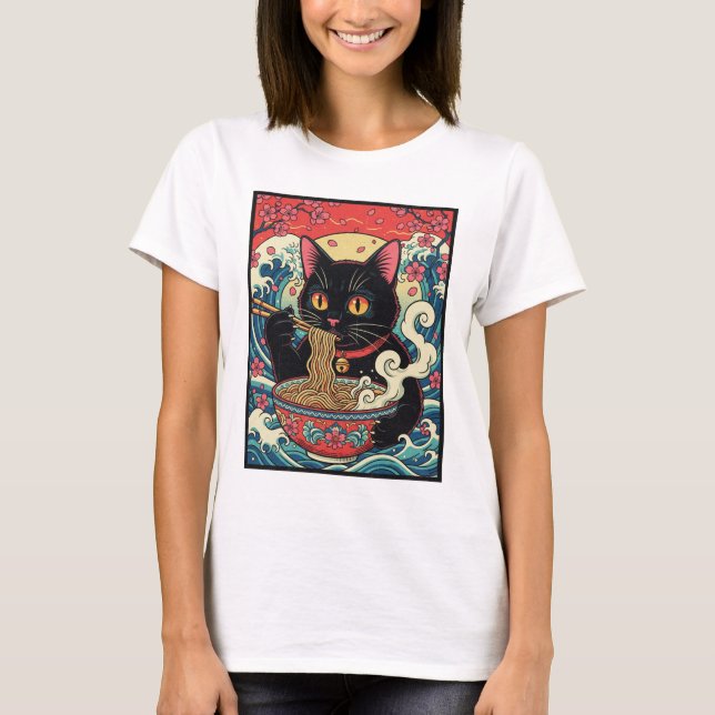 Camiseta Lucky Cat Ramen Noodle Art (Anverso)