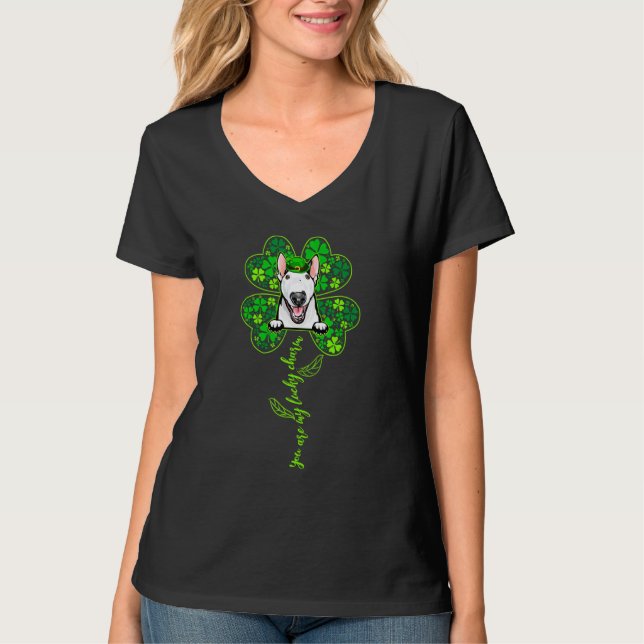 Camiseta Lucky Charm Bull Terrier Shamrock Happy St Patrick (Anverso)