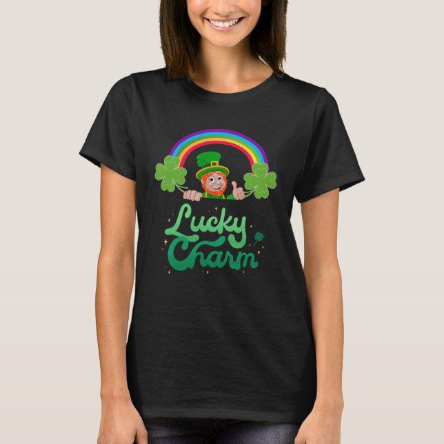 Camiseta Lucky Charm Cute St Patrick s Day C Leaf Rainbow (Anverso)