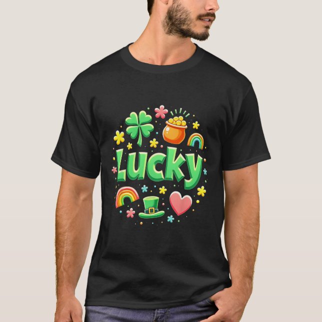 Camiseta Lucky Charm Patricks Day Pot Of Gold Irish Shamroc (Anverso)