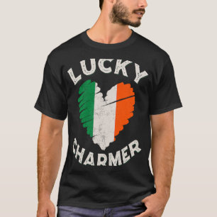 Camiseta Lucky Charmer Grunge Heart Irish Flag St Patrick's