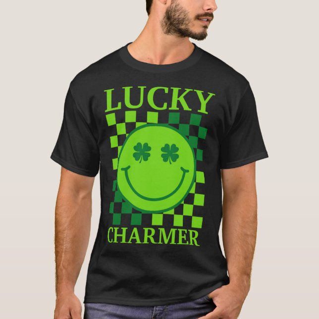 Camiseta LUCKY CHARMER Happy Face Smile Funny Saint St. Pat (Anverso)