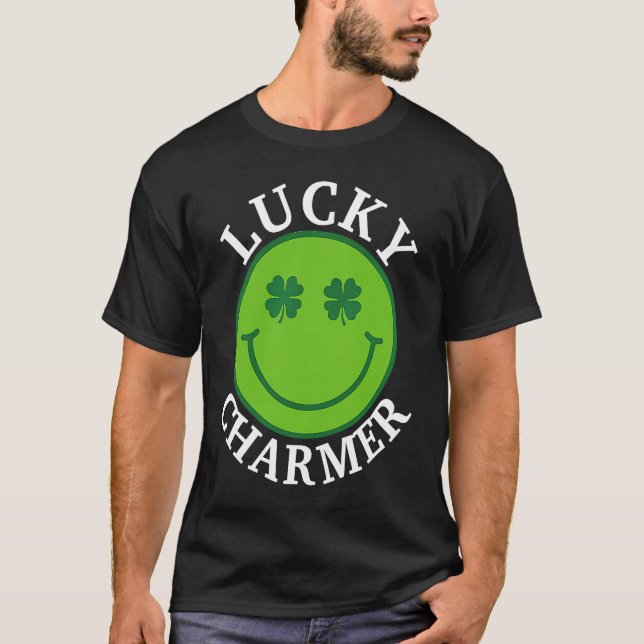 Camiseta LUCKY CHARMER Happy Face St Patrick's Day Boys Gi (Anverso)
