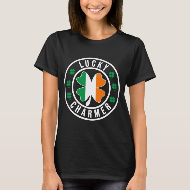 Camiseta Lucky Charmer Irish Flag Shamrock T Shirt (Anverso)