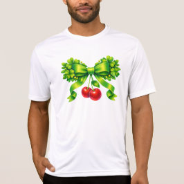 Camiseta Lucky Clover Bow with Cherries Green Design