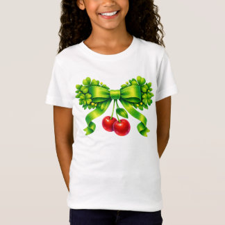 Camiseta Lucky Clover Bow with Cherries Green Design