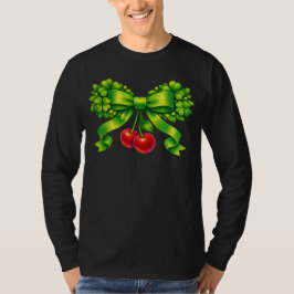 Camiseta Lucky Clover Bow with Cherries Green Design
