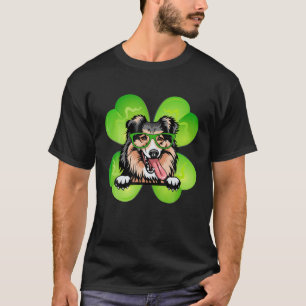 Camiseta Lucky Clover Shetland Shepdog Funny St Patricks Da