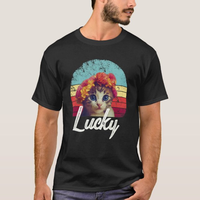 Camiseta Lucky Cute Cat  Vintage (Anverso)