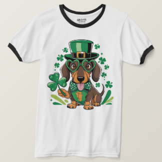 Camiseta Lucky Dachshund St Patrick's Day Shamrock Dog Love