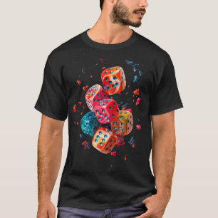 Camiseta Lucky Dice Gráfica Colorida de Casino