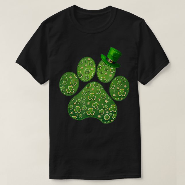 Camiseta Lucky Dog Paw Irish Shamrock lindo perro Paw St Pa (Diseño del anverso)