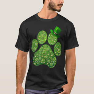 Camiseta Lucky Dog Paw Irish Shamrock lindo perro Paw St Pa