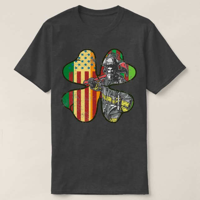 Camiseta Lucky Firefighter Four Leaf Clover St Patricks Da (Diseño del anverso)