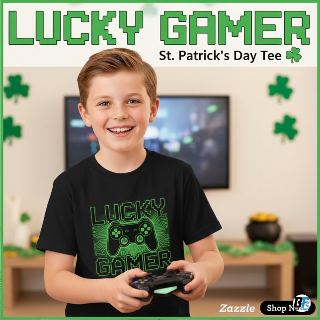 Camiseta Lucky Gamer St. Patrick's Day Video Game Controlle (Subido por el creador)