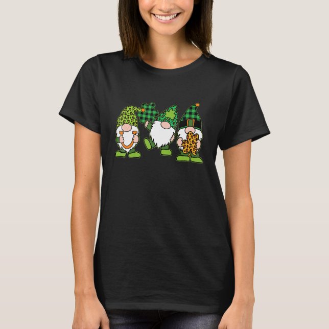 Camiseta Lucky Gnome Leopardo Happy St Patricks Day Family  (Anverso)
