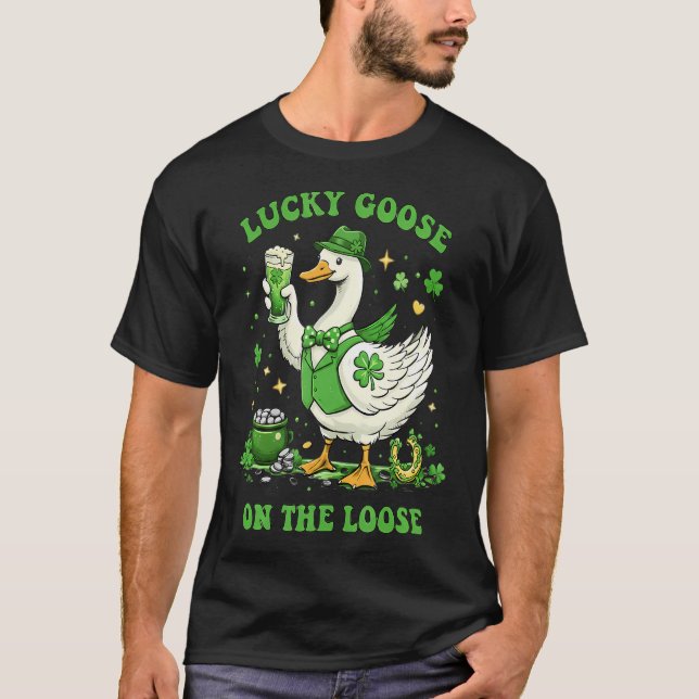 Camiseta Lucky Goose On The Loose St Patrick's Day (Anverso)