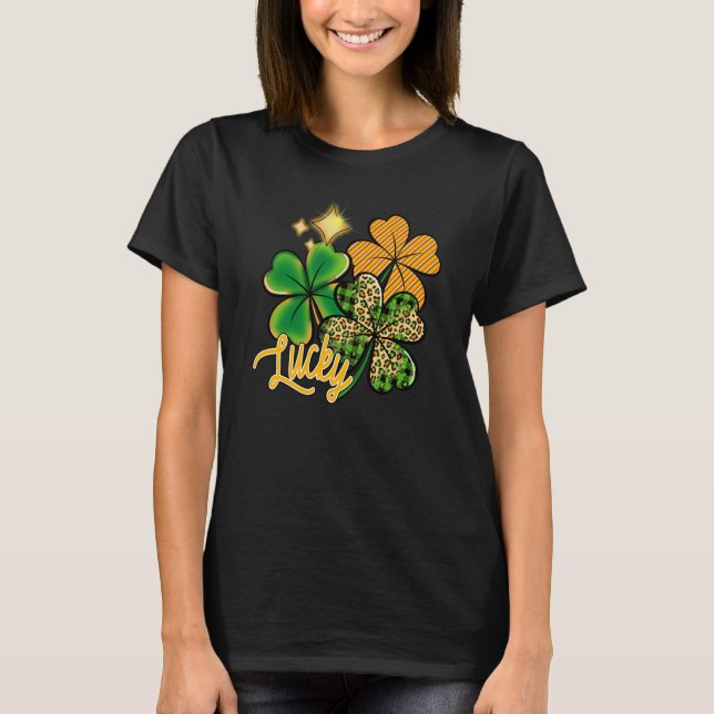 Camiseta Lucky Green Irish Plaid Shamrock St Patrick's Day  (Anverso)