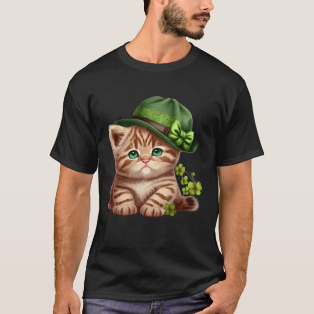 Camiseta Lucky Green Proud Irish St Patricks Day Cat (Anverso)
