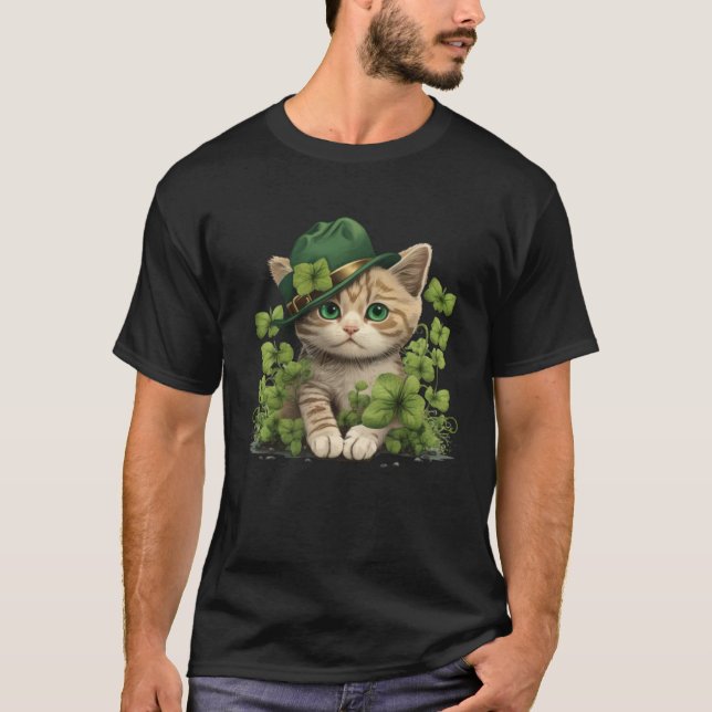 Camiseta Lucky Green Proud Irish St Patricks Day Cat  1 (Anverso)
