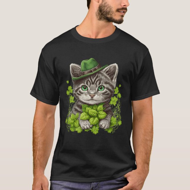 Camiseta Lucky Green Proud Irish St Patricks Day Cat  3 (Anverso)