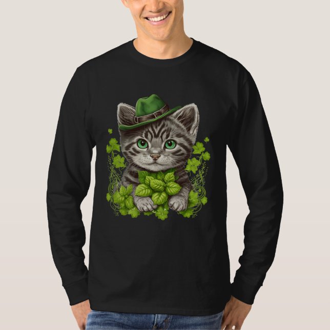 Camiseta Lucky Green Proud Irish St Patricks Day Cat  3 (Anverso)