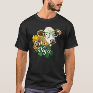 Camiseta Lucky Heifer Fun Cow Leopardo Shamrock Irish St Pa