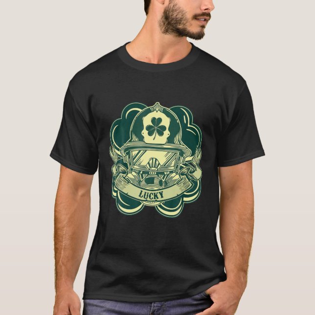 Camiseta Lucky Irish American St Patricks Day Firefighter (Anverso)